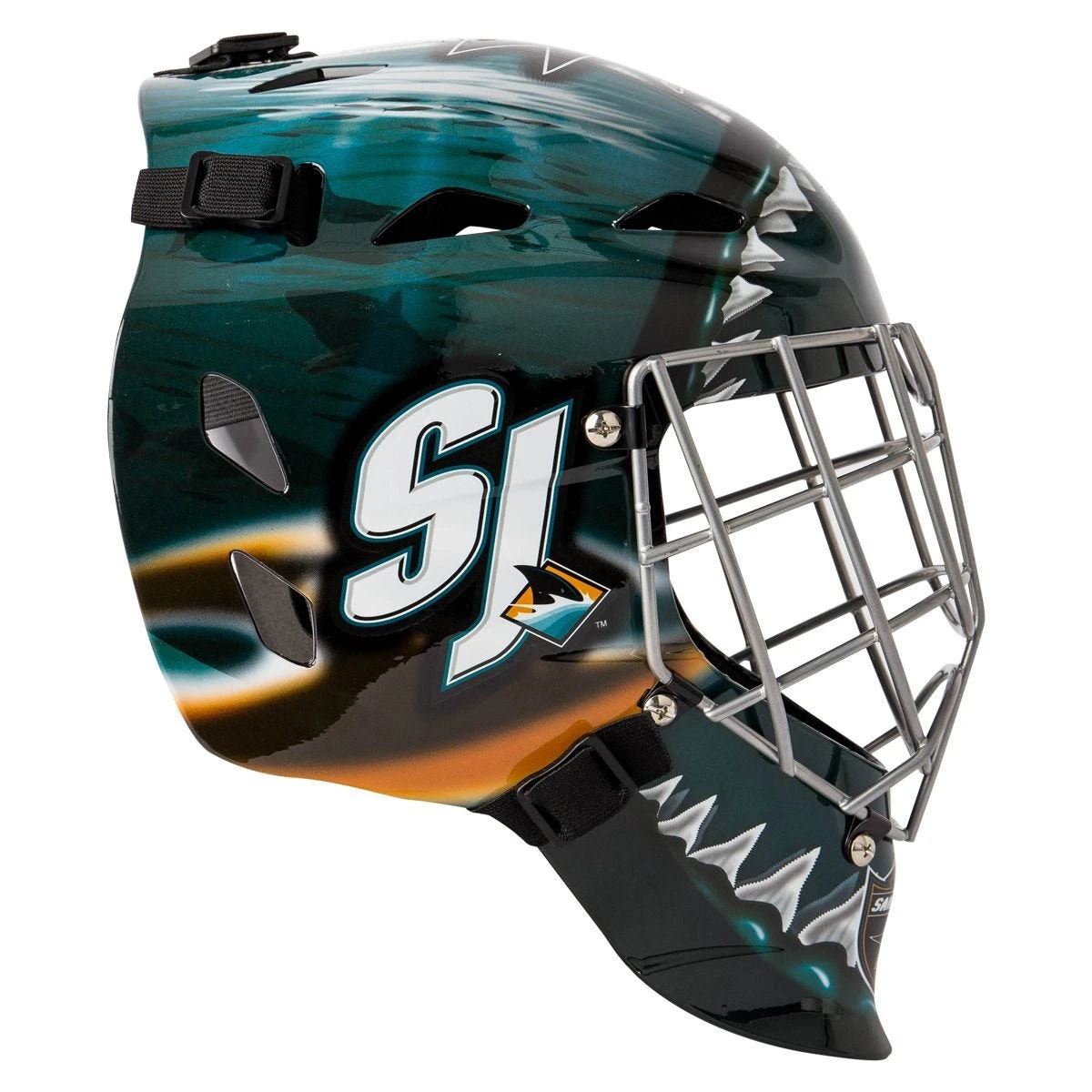 Franklin GFM 1500 San Jose Sharks Goalie Face Mask 4 Franklin GFM 1500 San Jose Sharks Goalie Face Mask - Image 2