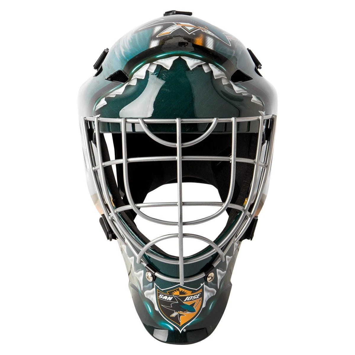Franklin GFM 1500 San Jose Sharks Goalie Face Mask 5 Franklin GFM 1500 San Jose Sharks Goalie Face Mask - Image 3