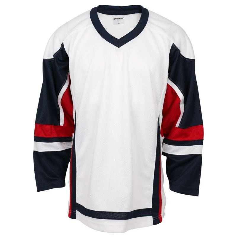Stadium Adult Hockey Jersey - White/Navy/Red 4 Stadium Adult Hockey Jersey - White/Navy/Red - Image 2