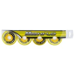 Mission Hi-Lo Street Outdoor Hard 82A Roller Hockey Wheel - Yellow - 4 Pack -Hockey Series Store mission roller hockey wheels hi lo street outdoor hard 82a yellow 4 pack 19